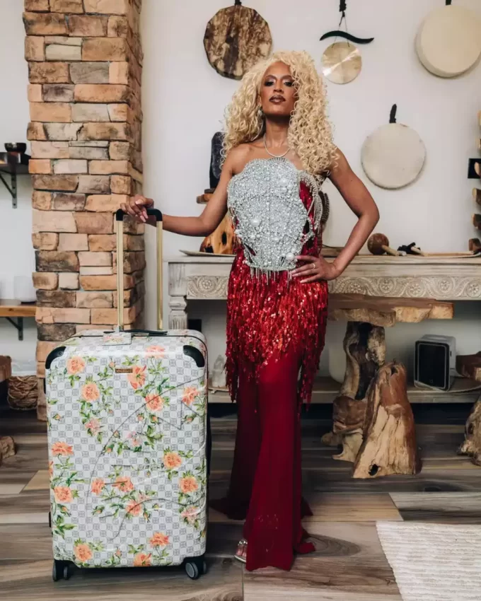 A.I. AFRICAN INTELLIGENCE ELEGANT ENERGY SHARKITECTURE FULL SIZE LUGGAGE – SANDFLOWER COLLAB