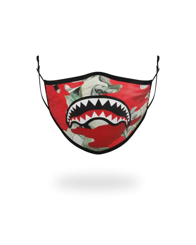 ADULT MONEY CAMO (RED) FORM-FITTING FACE MASK
