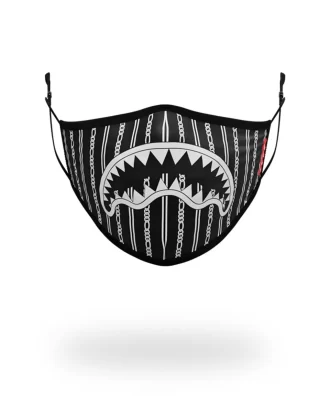 ADULT REVERSE SHARKS IN PARIS (BLACK) FORM FITTING FACE MASK
