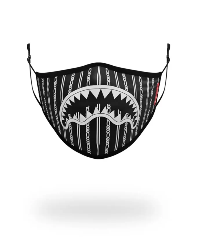 ADULT REVERSE SHARKS IN PARIS (BLACK) FORM FITTING FACE MASK