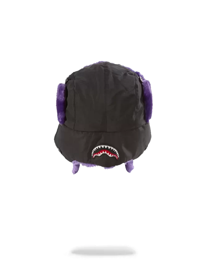 BLACK 3M PURPLE FUR AVIATOR HAT
