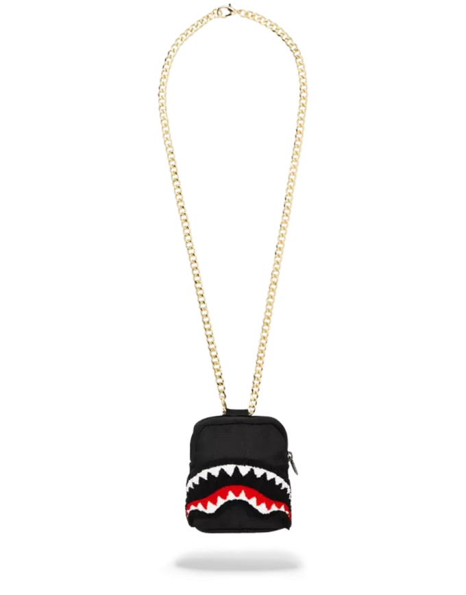 BLACK CHENILLE SHARK BACKPACK CHAIN