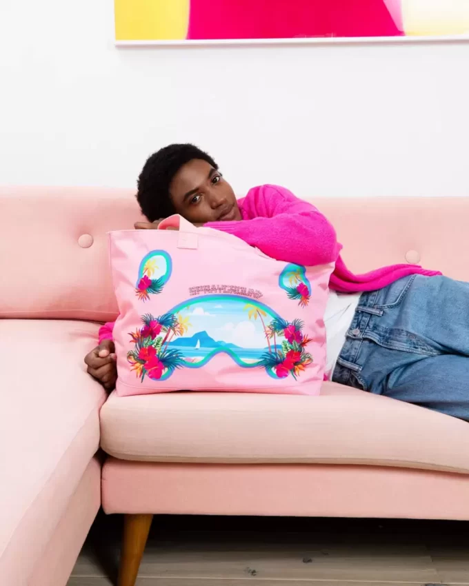 BORA BORA SHARK ISLAND VILLA BEACH TOTE BORA BORA SHARK ISLAND VILLA BEACH TOTE