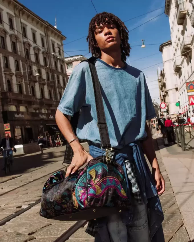 EMBROIDERED DRAGONS DUFFLE