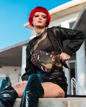 EXTERIOR GOLD ZIP POCKET SHARKS IN PARIS BACKPACK SLING