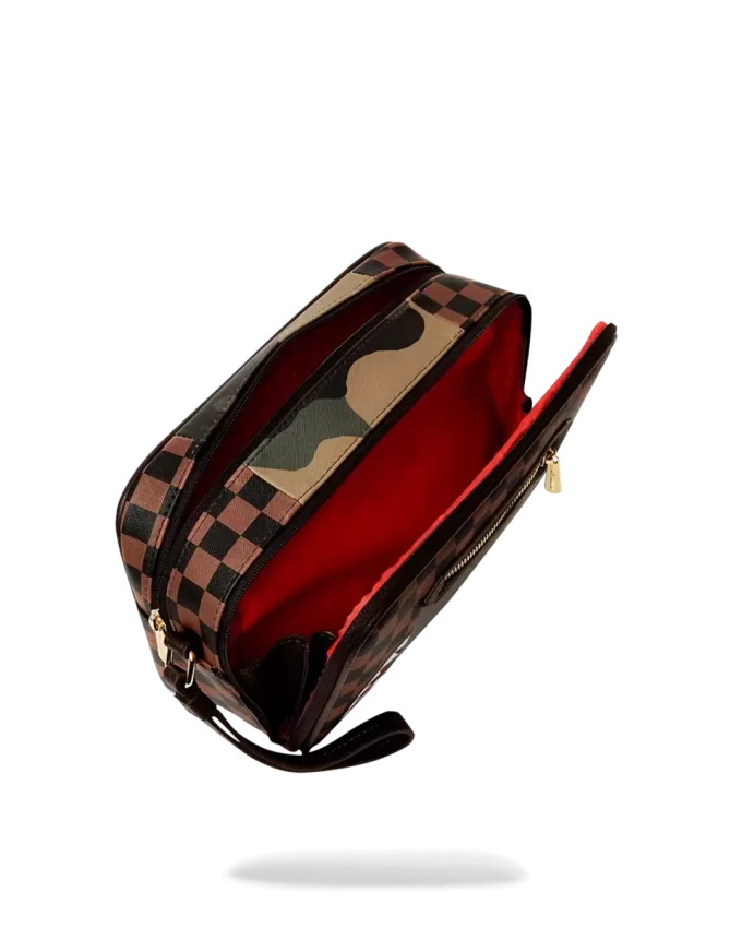 EXTERIOR GOLD ZIP POCKET SHARKS IN PARIS TOILETRY BRICKSIDE BAG