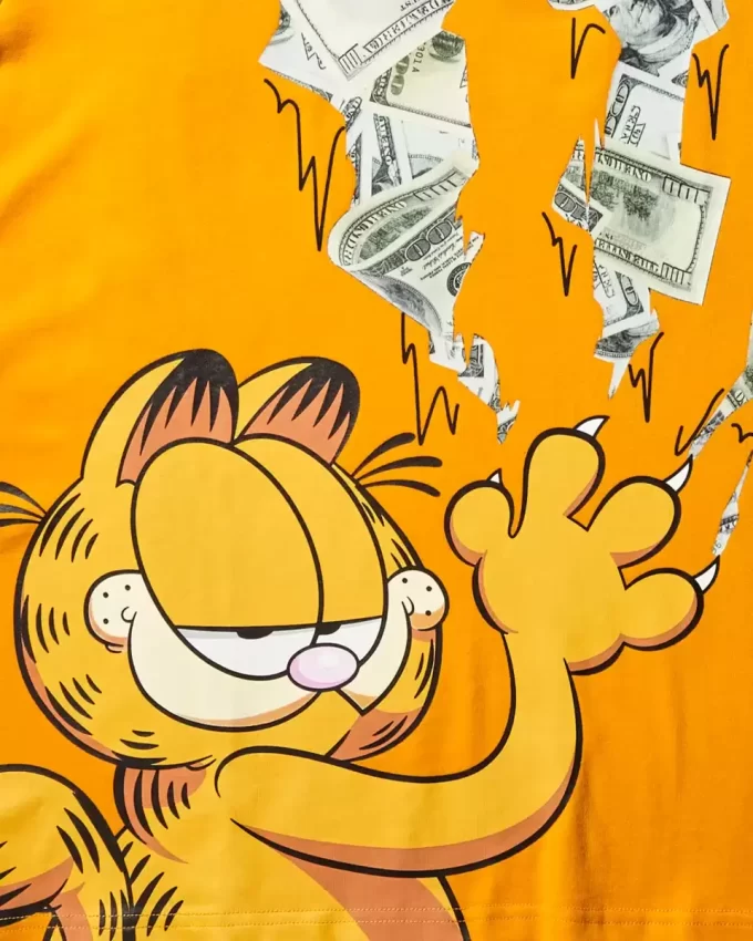 GARFIELD CAT STRATCH GRAPHIC T-SHIRT (ORANGE)