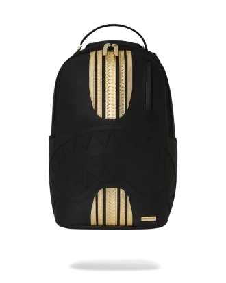 GOLD AND BLACK RACING STRIPES BACKPACK