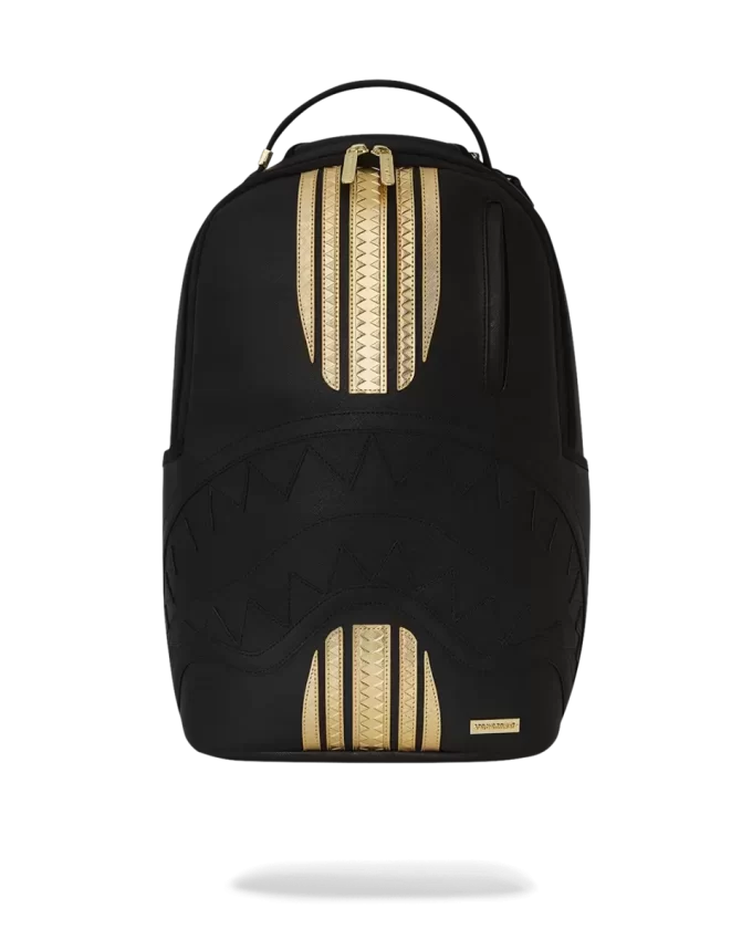 GOLD AND BLACK RACING STRIPES BACKPACK