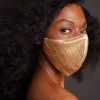 GOLD MONEY PATTERN VEGAN LEATHER FACE MASK