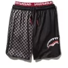GREY CHECKERED SPLIT CORTO SWIM TRUNKS