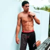 GREY CHECKERED SPLIT CORTO SWIM TRUNKS
