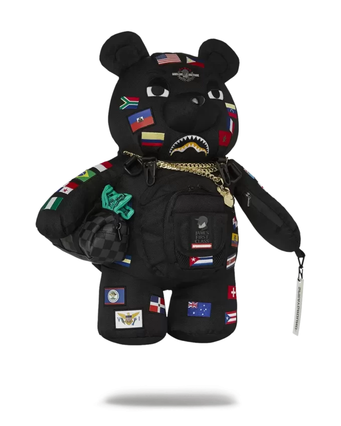 JAMES FIRST CLASS GLOBAL FLAGS MONEYBEAR BACKPACK JAMES FIRST CLASS GLOBAL FLAGS MONEYBEAR BACKPACK