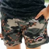 KIDS CAMO CHECKERED SWIM TRUNKS