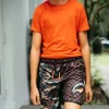 KIDS CHECKS & CAMO SWIM TRUNKS