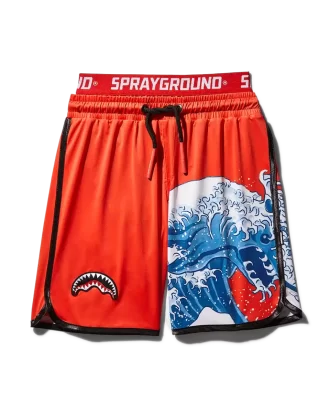 KIDS JAPAN WAVE SWIM TRUNKS (RED)
