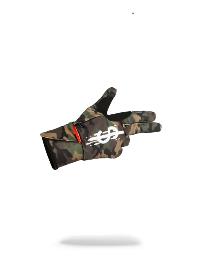 LEFT RED / RIGHT CAMO MONEY DRIPS GLOVES