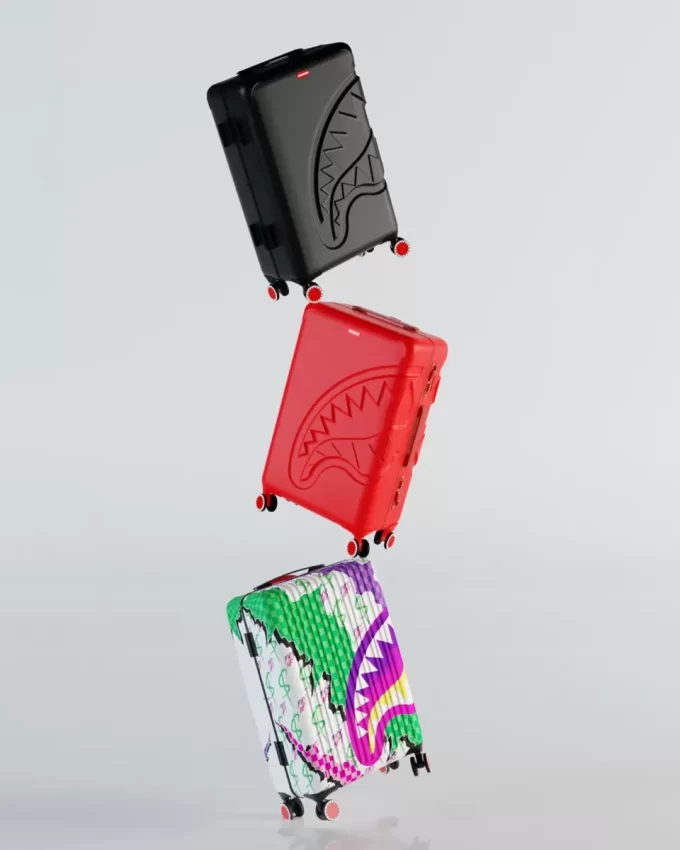 MOLDED SHARKITECTURE RED HARDSHELL CARRY-ON LUGGAGE