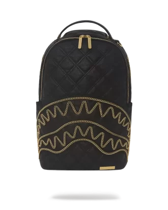 NOIR QUILT GOLD CHAIN SHARK BACKPACK (DLXV)
