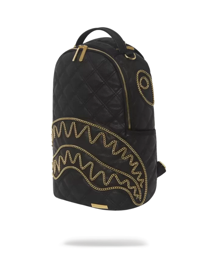 NOIR QUILT GOLD CHAIN SHARK BACKPACK (DLXV)
