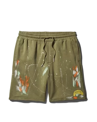 PAINT SPLAT KNIT SHORTS (GREEN)
