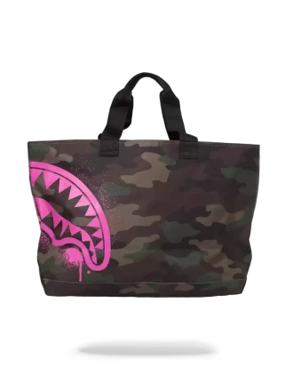 PINK STENCIL SHARK CAMO TOTE