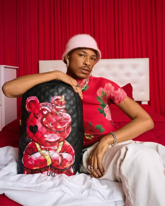 QUILT HAND PAINTED DIABLO BEAR BACKPACK (DLXV) QUILT HAND PAINTED DIABLO BEAR BACKPACK (DLXV)