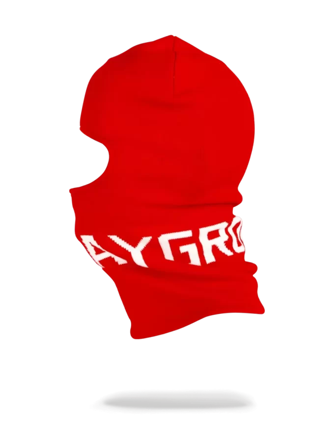 RED SPRAYGROUND LOGO SKI MASK