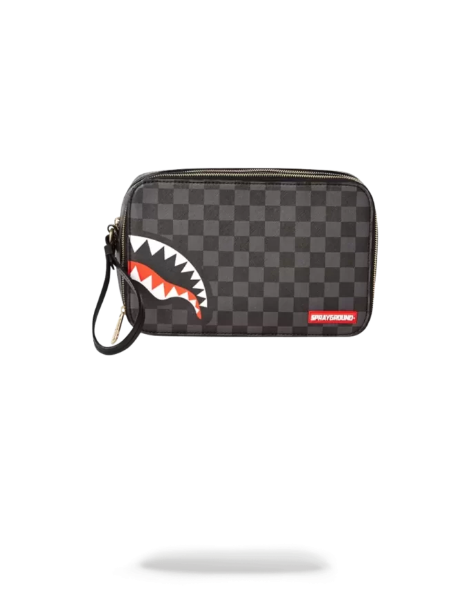 SHARKS IN PARIS (BLACK CHECKERED EDITION) TOILETRY AKA MONEY BAGS
