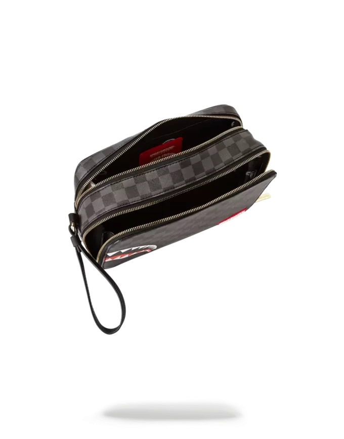 SHARKS IN PARIS (BLACK CHECKERED EDITION) TOILETRY AKA MONEY BAGS