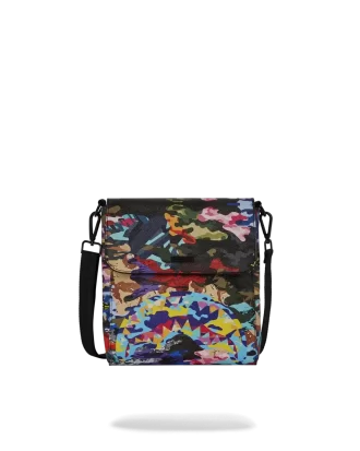 SLICED AND DICED CAMO MESSENGER SLING BAG