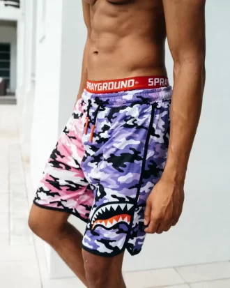 SPLIT CAMO CORTO SWIM TRUNKS