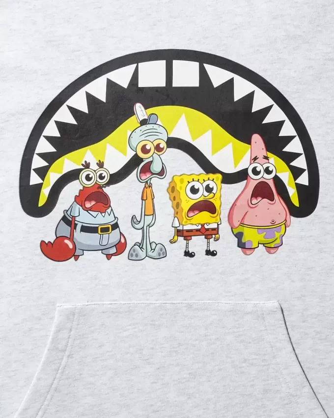 SPONGEBOB CREW SHARK HOODIE (LIGHT GREY)