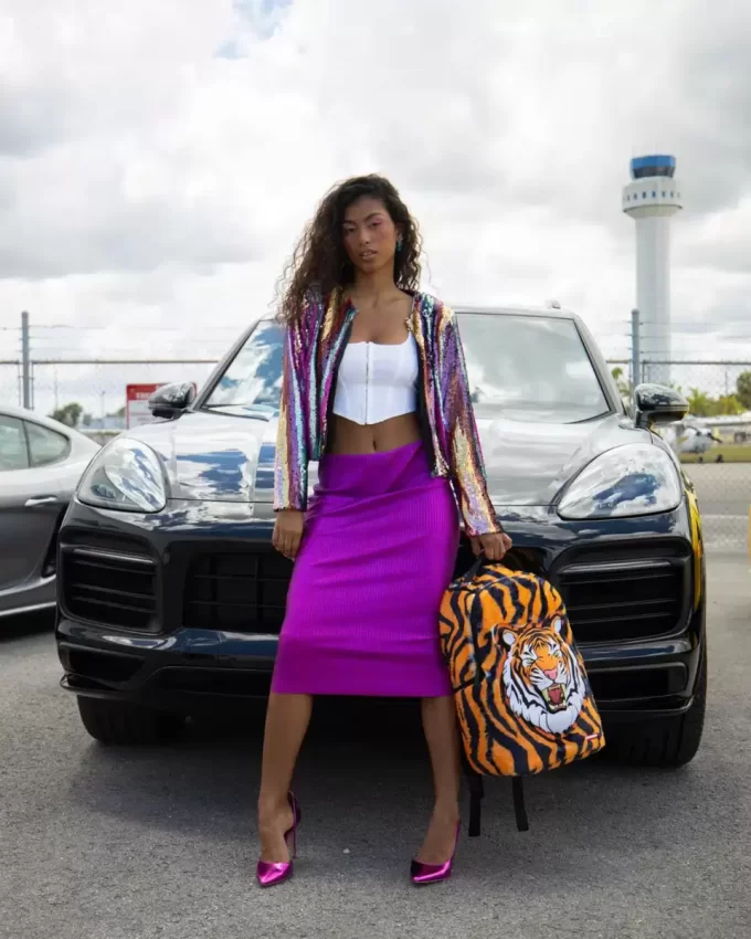 TIGER COZY VELOUR FUR BACKPACK